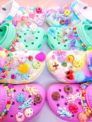 Butterfly, Flower, Dazzle Teddy Bear and Donut Clog Charms