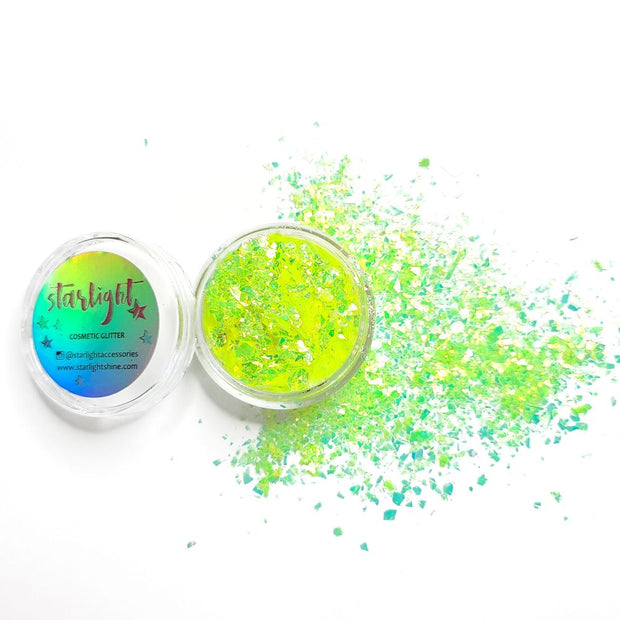 Neon Yellow Glitter Flakes (UV reactive) - Starlight