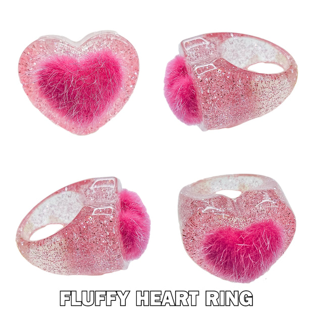 Fluffy Heart Chunky Ring