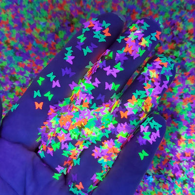 Neon Butterfly Glitter (UV reactive) - Starlight