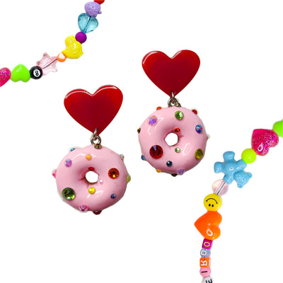 Raspberry Donuts Earring